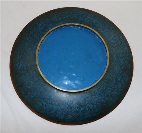 A Japanese cloisonné enamel dish, Kyoto, c.1900, 30cm